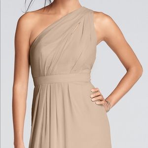 Long One-Shoulder Crinkle Chiffon Dress